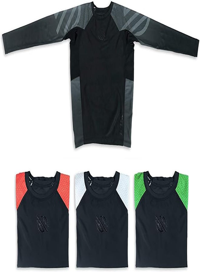 Sanabul Kids Essential Long Sleeve RashGuard | Ideal for BJJ, MMA & More | Comfortable, Durable, SPF 50 Protection | Perfect Fit with Our Kids' Size Guide | Boys and Girls Rash Guard (Black, Medium)