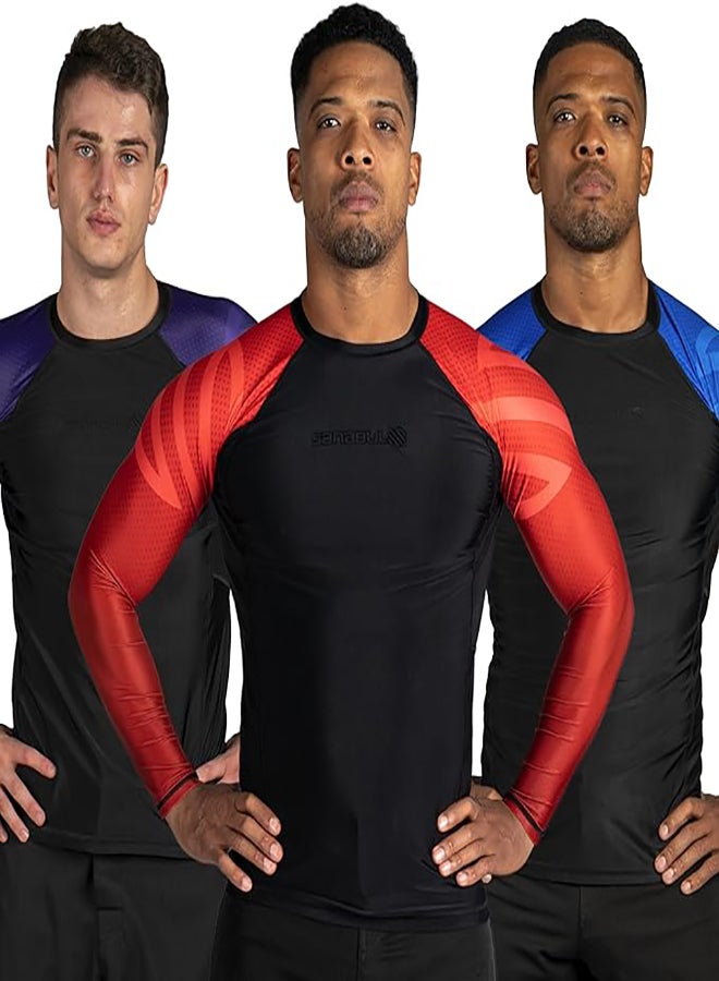 Sanabul Essential Long Sleeve Compression Shirts for Men | MMA BJJ Athletic Compression Shirt | Men Cross Training Rashguard (Medium, Red)