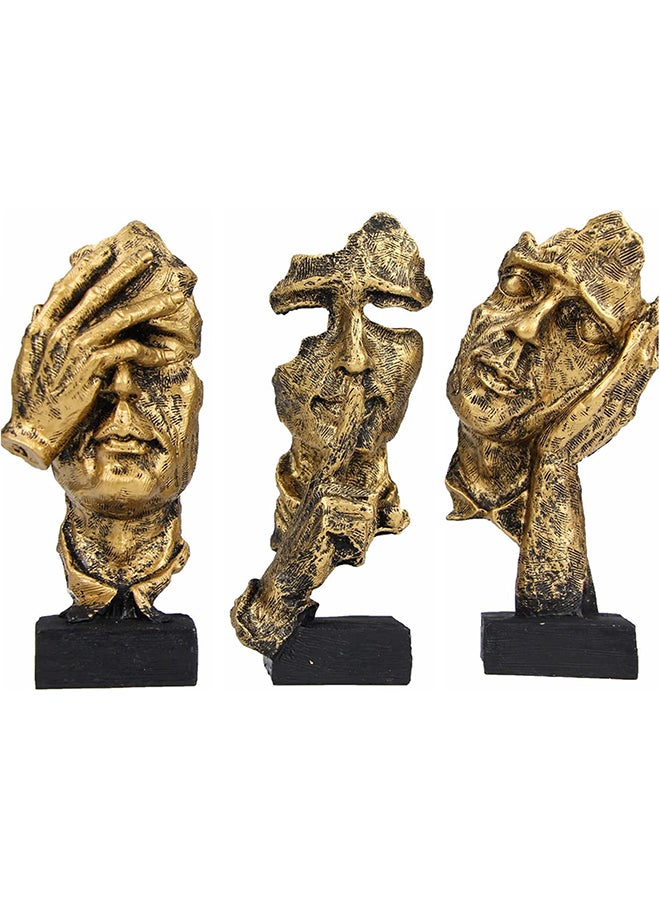 Hometaste Thinker Statue Abstract And Creative Desk Decorations Hand And Face Statues Silence Thinker Statue Sculptures Face And Fingre Statue For Home Office Decoration (Bronze)