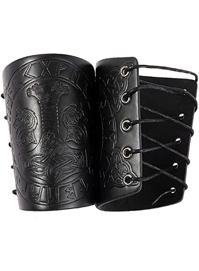 Viking Arm Bracer, Embossed Norse Symbol Faux Leather Arm Armor, Medieval Faux Leather Arm Wristband for LARP