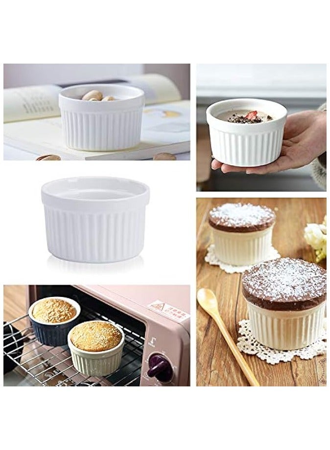 Porcelain Ramekins 4OZ,Set of 8, Souffle Dishes, Oven Safe Ramekin Bowls Serving For Creme Brulee, Custard, Pudding, Mini Desserts, Jam, Dips, Sauces