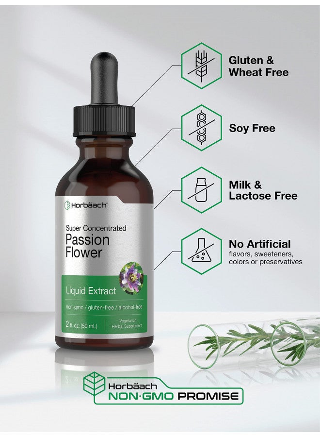 Horbäach P ion Flower Tincture | 2 Fl Oz | Alcohol Free Liquid Extract Drops | Super Con Centrumrated Supplement | Vegetarian, Non Gmo, Gluten Free