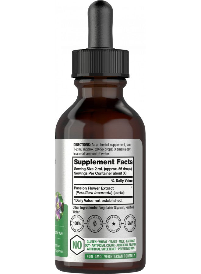 Horbäach P ion Flower Tincture | 2 Fl Oz | Alcohol Free Liquid Extract Drops | Super Con Centrumrated Supplement | Vegetarian, Non Gmo, Gluten Free