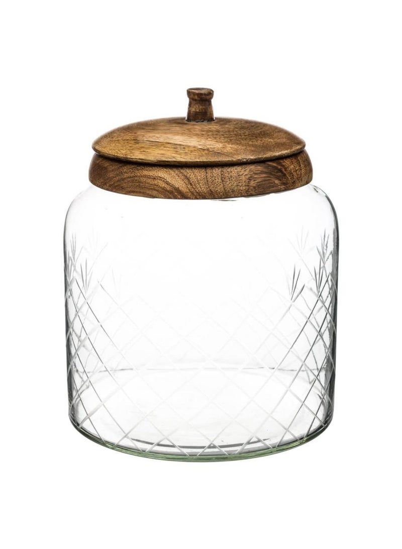 Glass Jar W Wooden Lid 19 Cm