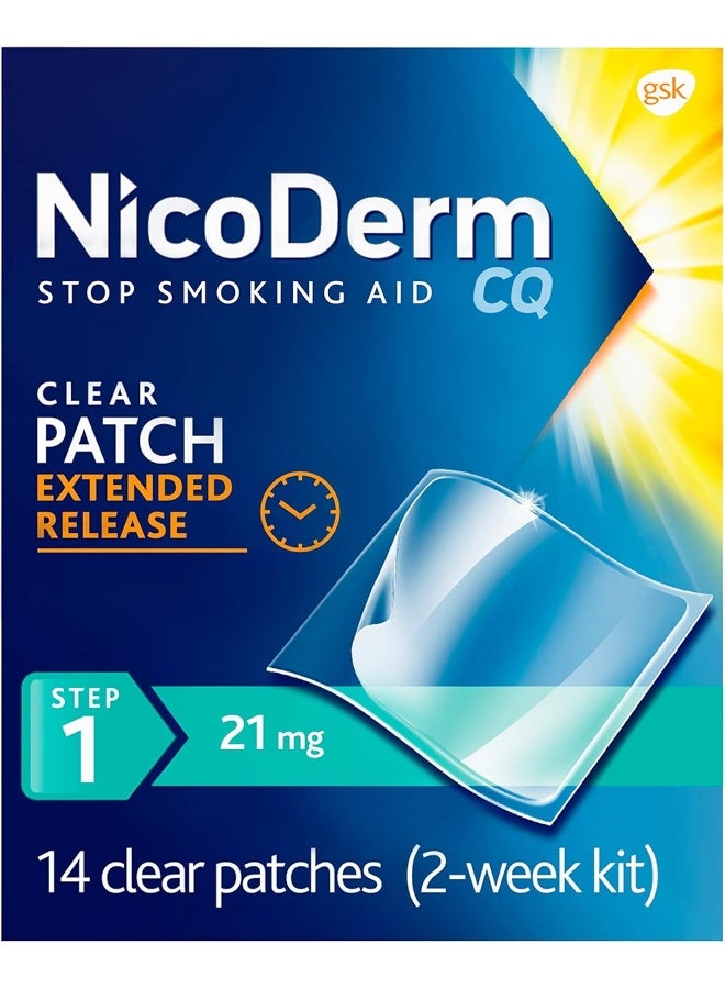 NicoDerm CQ Step 1 Nicotine Clear Patch, 14 Count (Pack of 1)