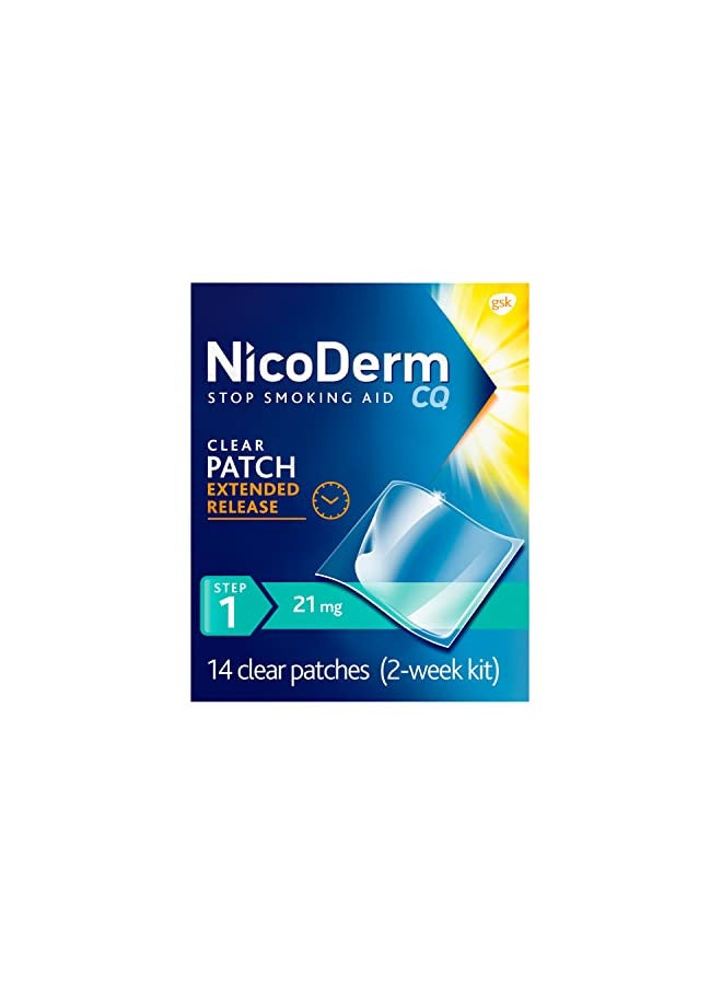 NicoDerm CQ Step 1 Nicotine Clear Patch, 14 Count (Pack of 1)