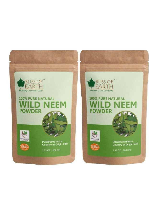 100% Pure Neem Leaves Powder 100GM Great For Face Hair Skin & Body Pack of 2