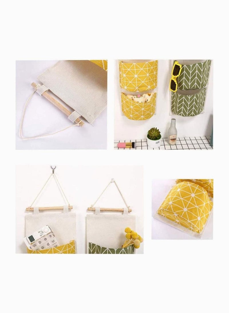 Wall Hanging Storage Bag Waterproof Over The Door Closet Organizer Organizer Linen Farbric Hanging Pocket Organizer with 3 Remote-Sized Pockets for Bedroom
