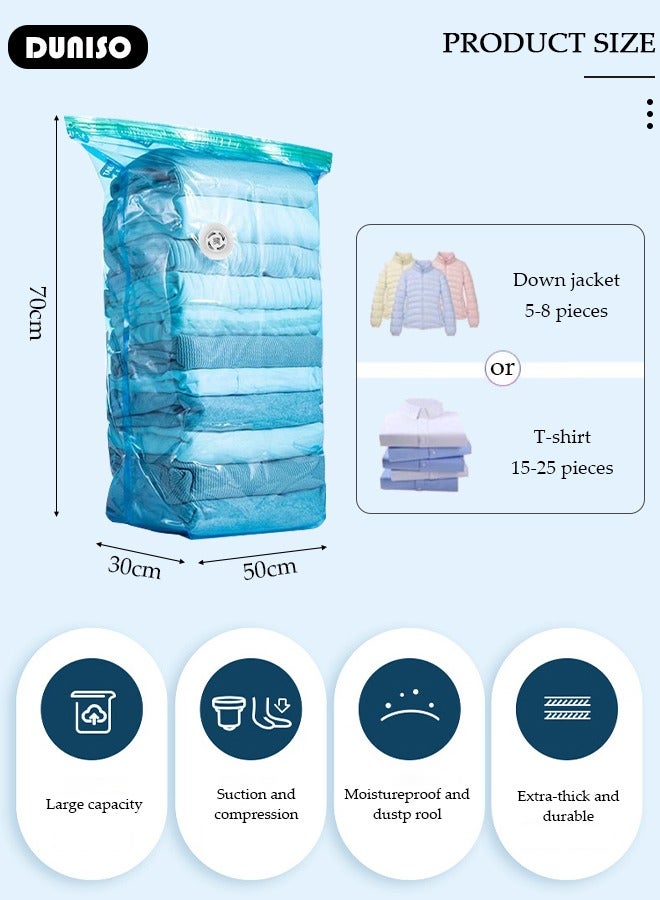 Vacuum Storage Bags-5 Compression Bags No Pump or Pump Needed Reusable Compression Bags 50*70*30cm extra Large Space Saver Home Packing Organizers for Packing, Clothes, Comforters, Blankets