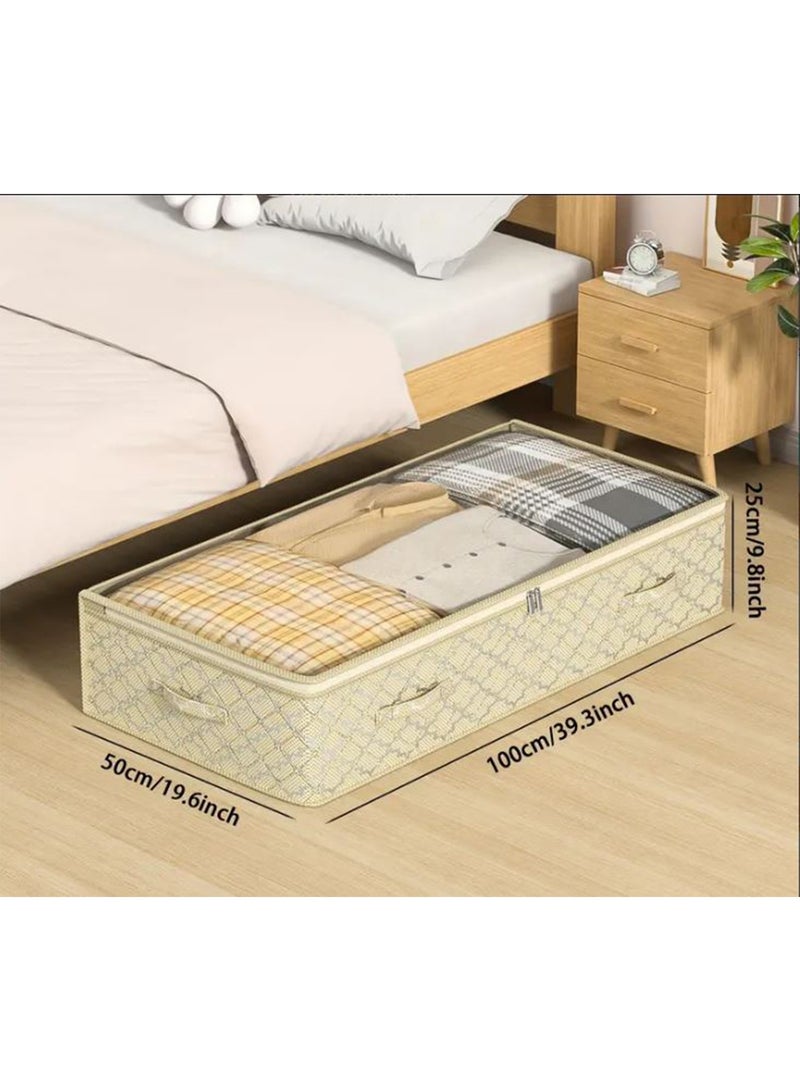 Underbed Storage Box with Reinforced Handle and Viewing Window Underbed Storage Box Foldable Storage Bag for Duvets Clothes Cushions Blankets Under bed Storage Organizer