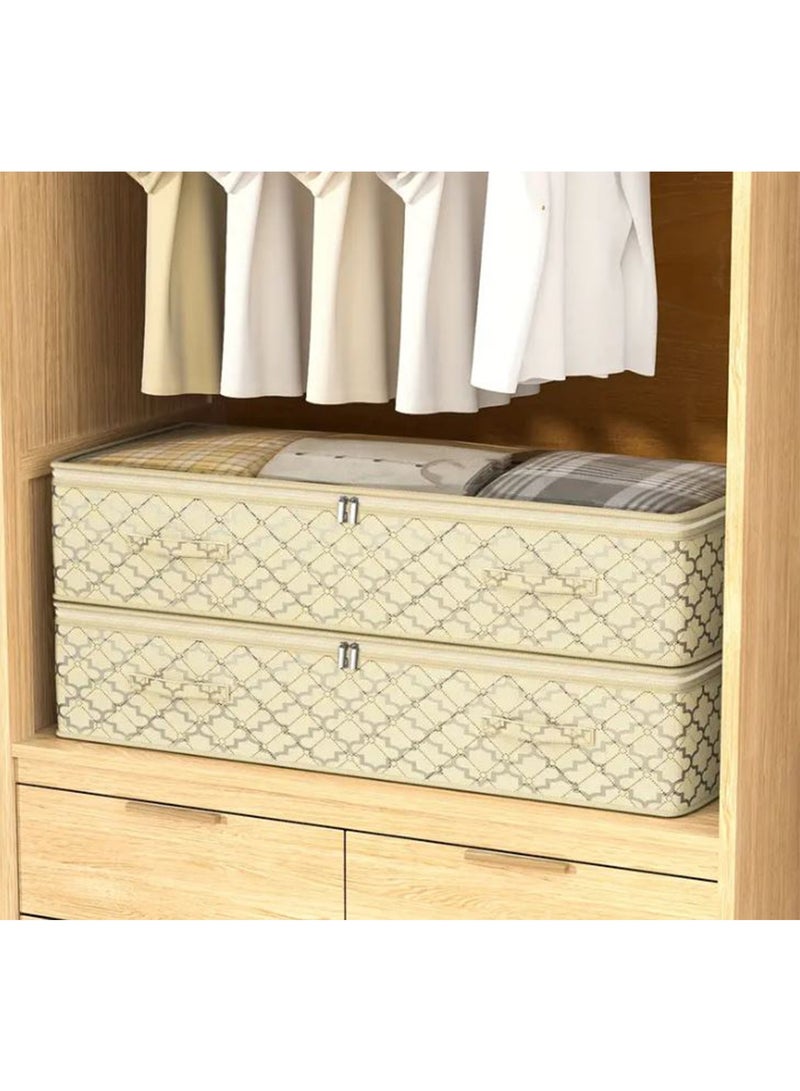 Underbed Storage Box with Reinforced Handle and Viewing Window Underbed Storage Box Foldable Storage Bag for Duvets Clothes Cushions Blankets Under bed Storage Organizer