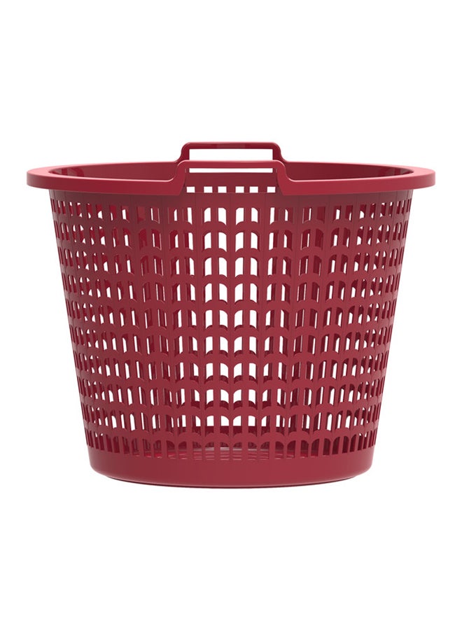 Wide Laundry Basket Round Plastic 48 x 48 x 36 cm Dark Red 50.0Liters