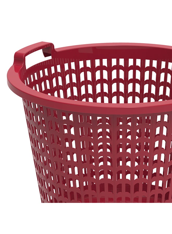 Wide Laundry Basket Round Plastic 48 x 48 x 36 cm Dark Red 50.0Liters