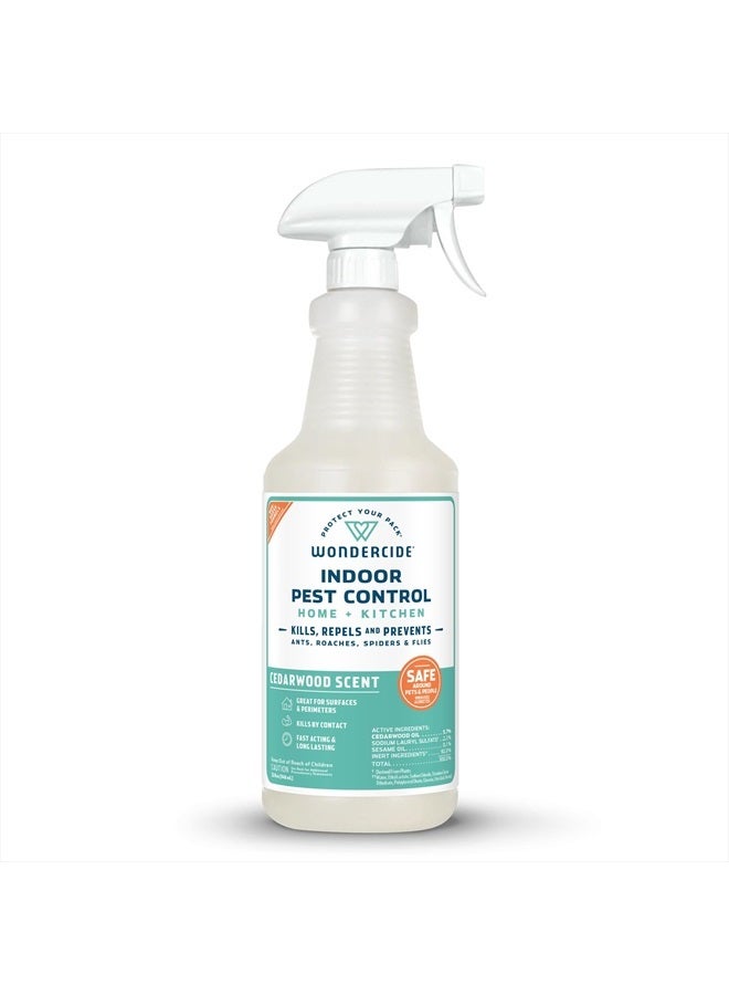 Indoor Pest Control Spray for Home and Kitchen - Ant, Roach, Spider, Fly, Flea, Bug Killer and Insect Repellent - with Natural Essential Oils - Pet and Family Safe — Cedarwood 32 oz