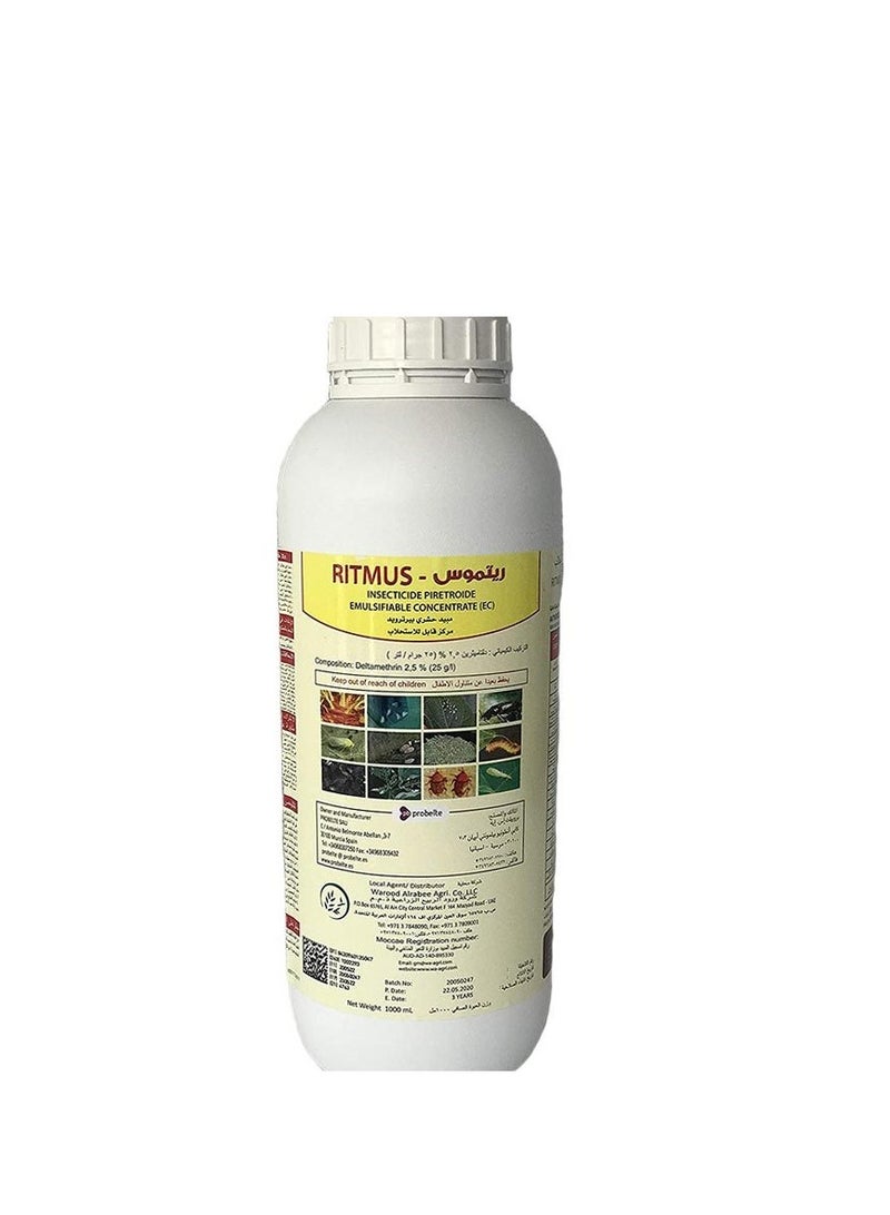 Ritmus Insecticide Pyrethroid Pesticide is a Highly Effective Pest Control Solution Designed for Both Indoor and Outdoor Plants This 1 Liter Formulation Utilizes Pyrethroid Technology to Provide Quick Knockdown and Long Lasting Protection Against a Wide Variety of Plant Damaging Insects.