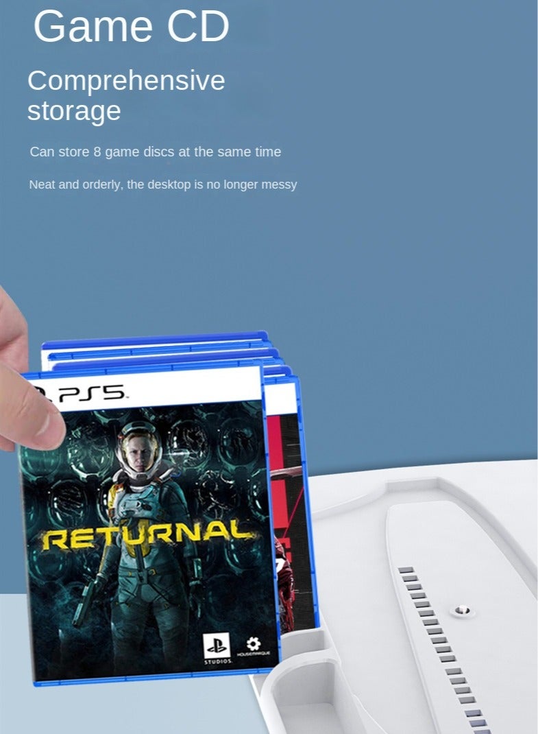 PS5 Slim slim and lightweight host cooling base, dual handle base for charging, portable hard drive, remote control, disc storage