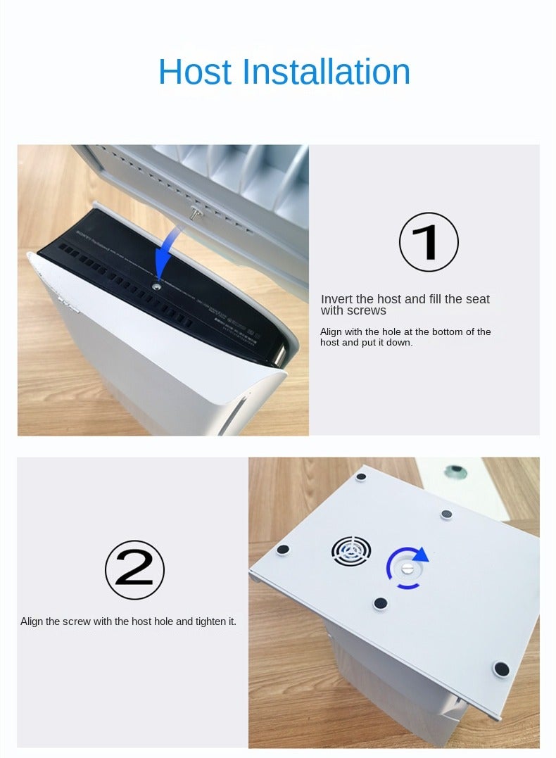 PS5 Slim slim and lightweight host cooling base, dual handle base for charging, portable hard drive, remote control, disc storage