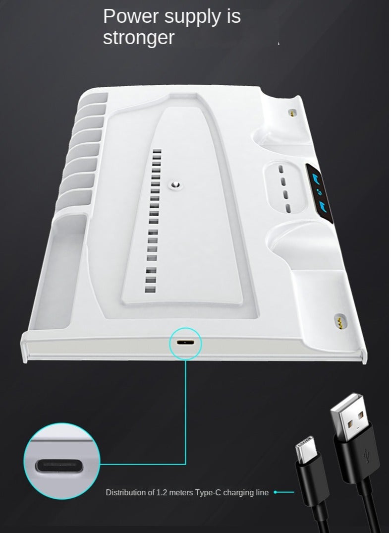 PS5 Slim slim and lightweight host cooling base, dual handle base for charging, portable hard drive, remote control, disc storage