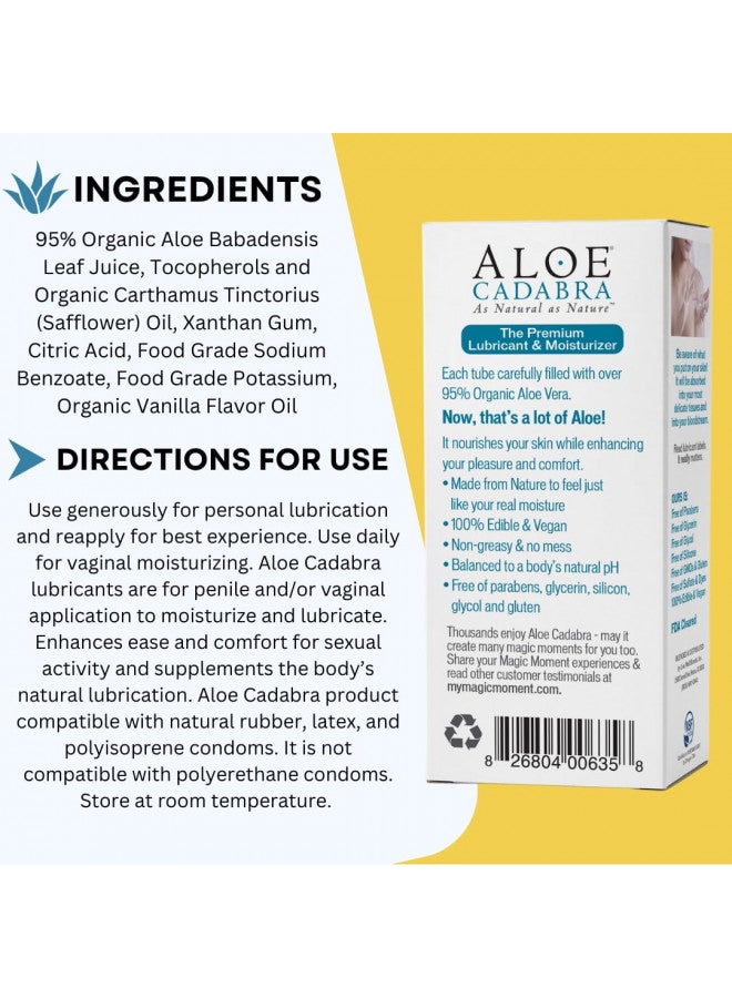 Aloe Cadabra Natural Water Based Personal Lube, Organic Lubricant for Her, Him & Couples, Unscented, 2.5 oz Pina Colada, 2.5 Ounce (Pack of 1)