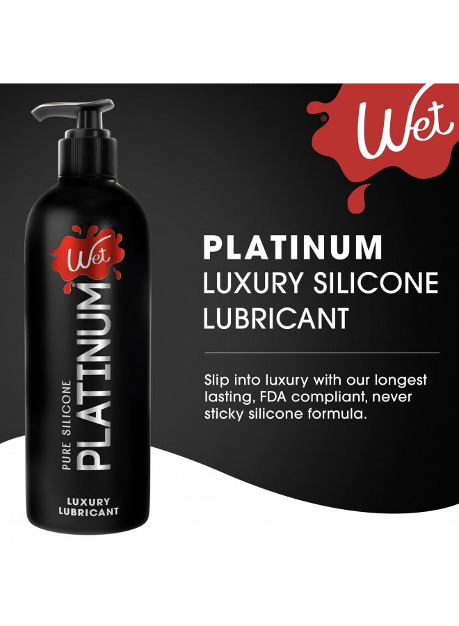 Wet Platinum Silicone Based Lube 16 oz Bottle, Premium Personal Luxury Lubricant, Men, Women & Condom Compatible Water Resistant Non Sticky Hypoallergenic Paraben Free