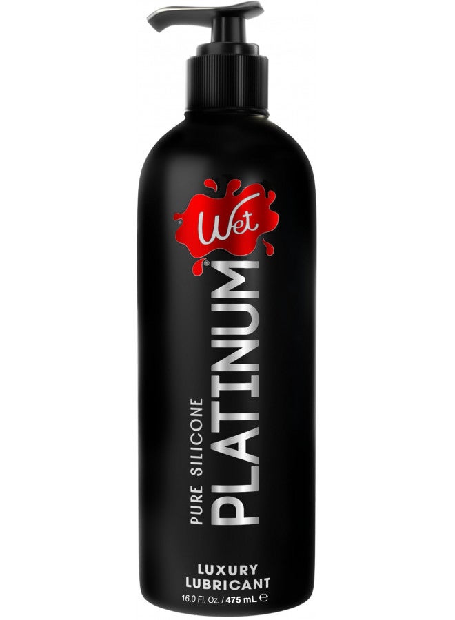 Wet Platinum Silicone Based Lube 16 oz Bottle, Premium Personal Luxury Lubricant, Men, Women & Condom Compatible Water Resistant Non Sticky Hypoallergenic Paraben Free