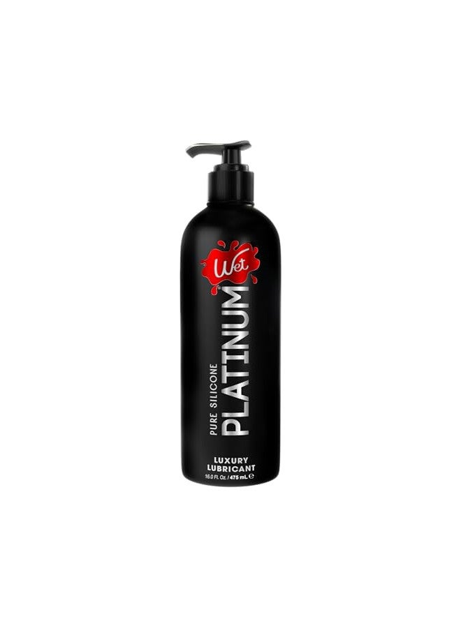 Wet Platinum Silicone Based Lube 16 oz Bottle, Premium Personal Luxury Lubricant, Men, Women & Condom Compatible Water Resistant Non Sticky Hypoallergenic Paraben Free