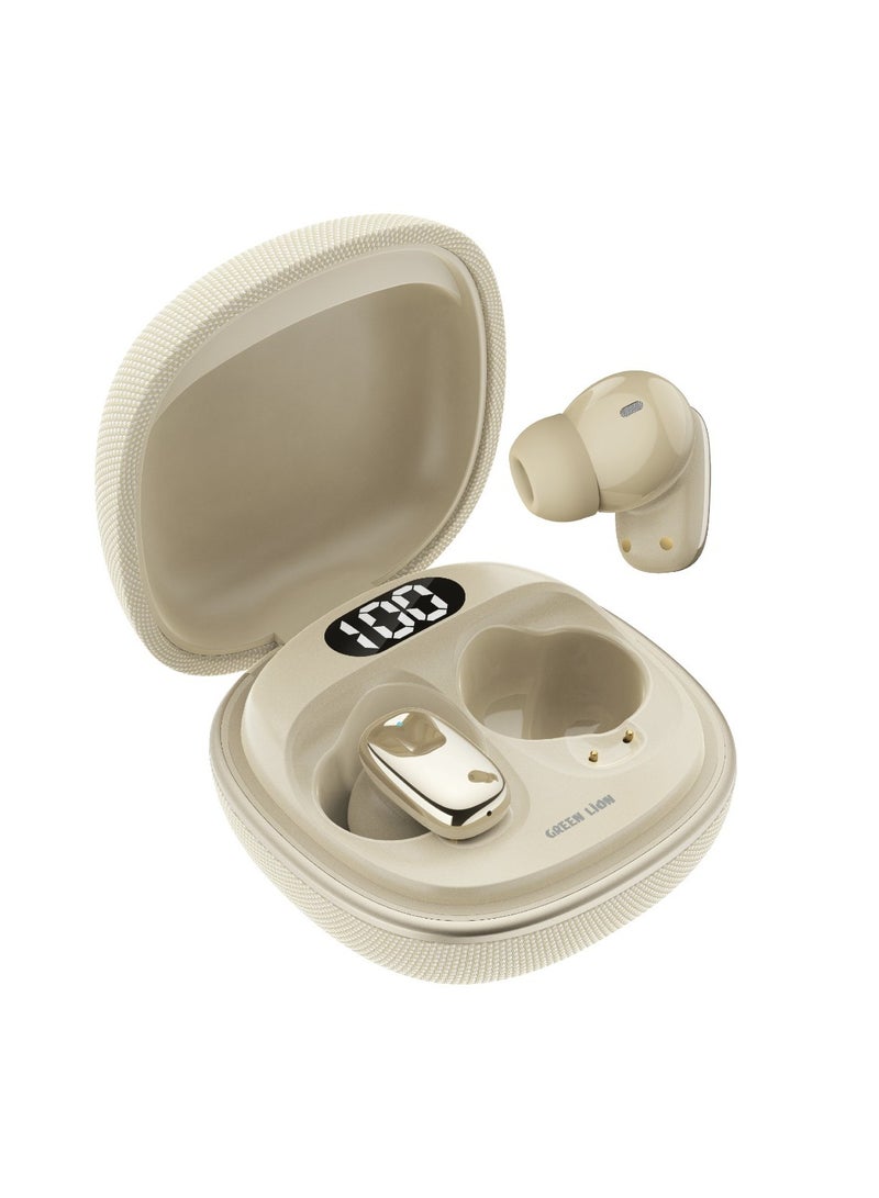 SIENA True Wireless Earbuds with ENC and LED Digital Display/ Bluetooth V5.4 / 10m Transmission Range / LED Digital Display / Multi-Function Touch / 6Hrs Single Listen - Beige