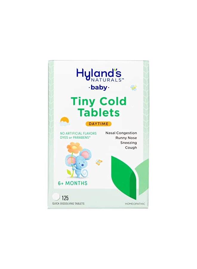 Naturals Baby Tiny Cold Tablets, Daytime, Infant and Baby Cold Medicine, Decongestant, Runny Nose & Cough Relief, 125 Quick-Dissolving Tablets