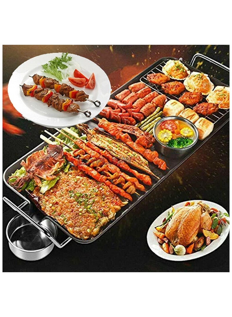 Electric Grill, 1500W Teppanyaki Grill Pan , Non-Stick Hot Plate, 5 Gear Temperature, Easy Clean BBQ Barbecue Grill for Party Camping Festival Cooking XL 67x29.5x8.5cm