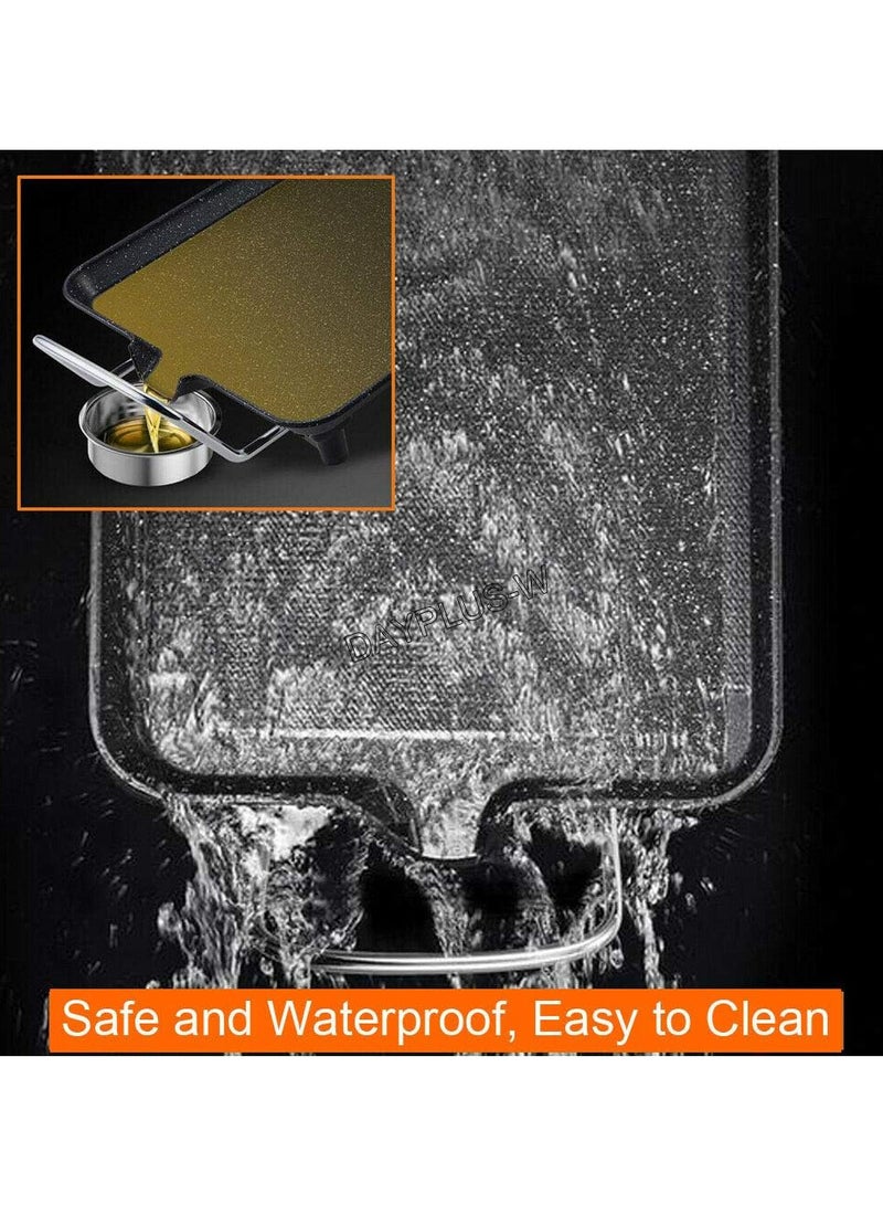 Electric Grill, 1500W Teppanyaki Grill Pan , Non-Stick Hot Plate, 5 Gear Temperature, Easy Clean BBQ Barbecue Grill for Party Camping Festival Cooking XL 67x29.5x8.5cm