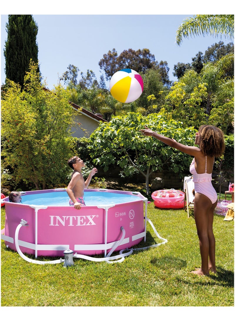 2.44M X 76CM PINK METAL FRAME POOL