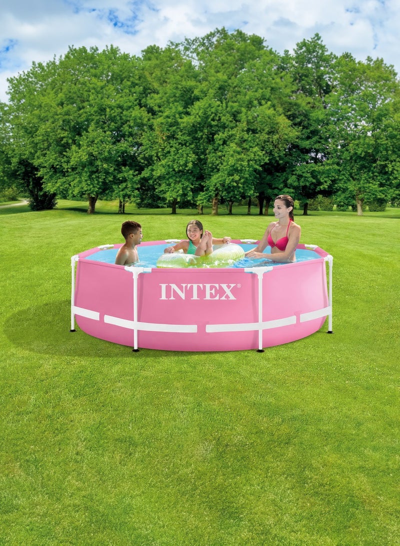 2.44M X 76CM PINK METAL FRAME POOL