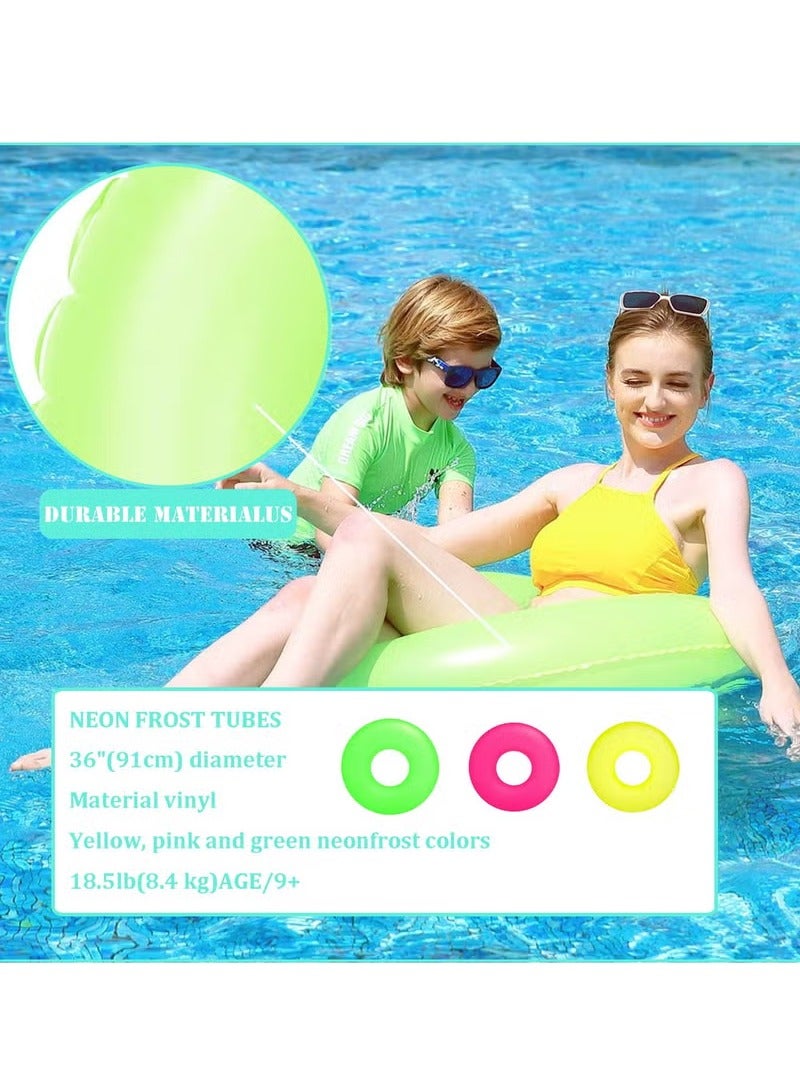 Swim Rings Pool Inflatables for Kids, Inflatable Pool Floats for Kids, 3pcs Kids Rubber Ring for Swimming, for Kids Swimming Pool Summer Beach Water Party (Random Color)