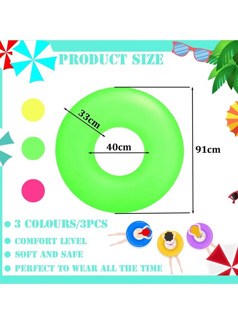 Swim Rings Pool Inflatables for Kids, Inflatable Pool Floats for Kids, 3pcs Kids Rubber Ring for Swimming, for Kids Swimming Pool Summer Beach Water Party (Random Color)