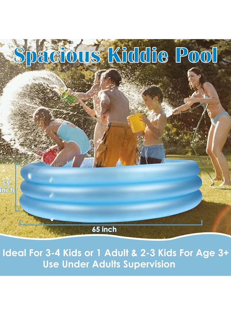 Inflatable Pool With LED Lights Swimming Kiddie Pools Family Above Ground Blow Up Pool For Kids Adults Outdoor Garden Backyard Summer Water Party