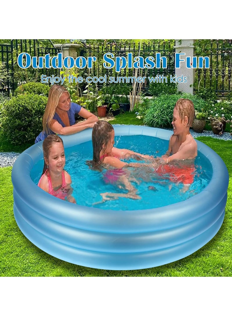 Inflatable Pool With LED Lights Swimming Kiddie Pools Family Above Ground Blow Up Pool For Kids Adults Outdoor Garden Backyard Summer Water Party