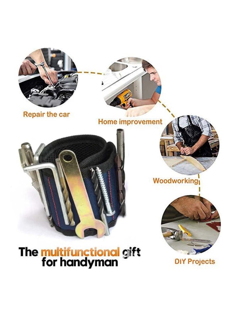 Magnetic Tool Wrist Strap, Magnetic Wristband with 15 Powerful Magnets, Tool Screw Absorption, and Storage Magnetic Wrist Strap, DIY Tools Belt Holding Screws Gadgets, Gifts for Fathers Day Presents