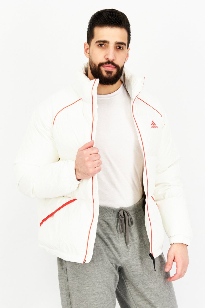 Men Sportswear Fit Long Sleeves Outdoor Jacket, White