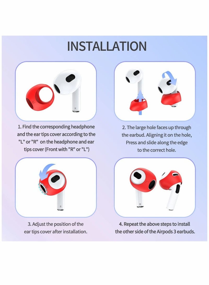 Ear Tips Covers for AirPods 3 Fit in The Case Anti Scratches/Slip/Dust/Shock Silicone Accessories Compatible with 3rd Generation (5 Pairs/5 Colors)