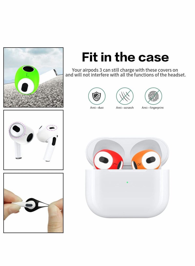 Ear Tips Covers for AirPods 3 Fit in The Case Anti Scratches/Slip/Dust/Shock Silicone Accessories Compatible with 3rd Generation (5 Pairs/5 Colors)