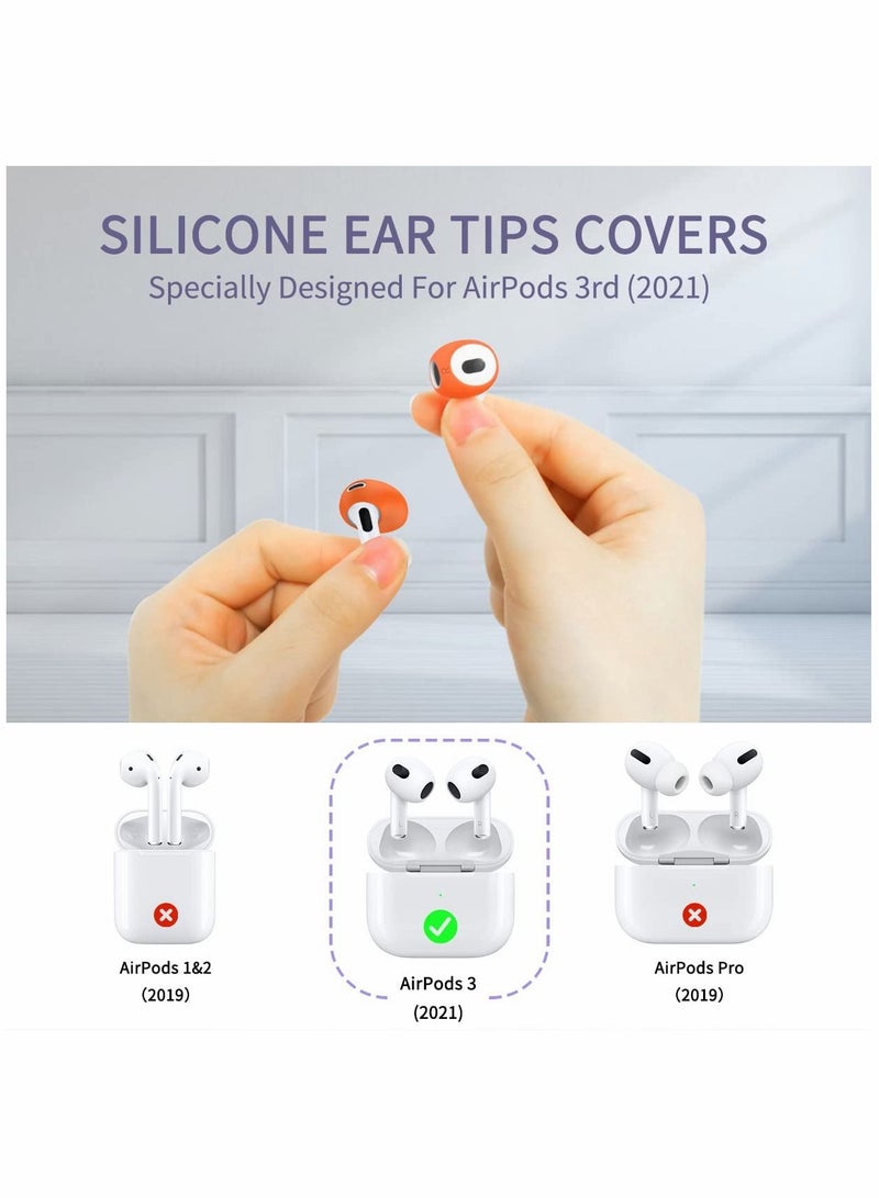 Ear Tips Covers for AirPods 3 Fit in The Case Anti Scratches/Slip/Dust/Shock Silicone Accessories Compatible with 3rd Generation (5 Pairs/5 Colors)
