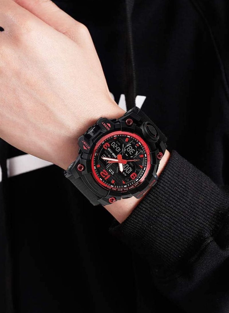 Men's Silicone Analog & Digital Watch 1155 - 55 mm - Black