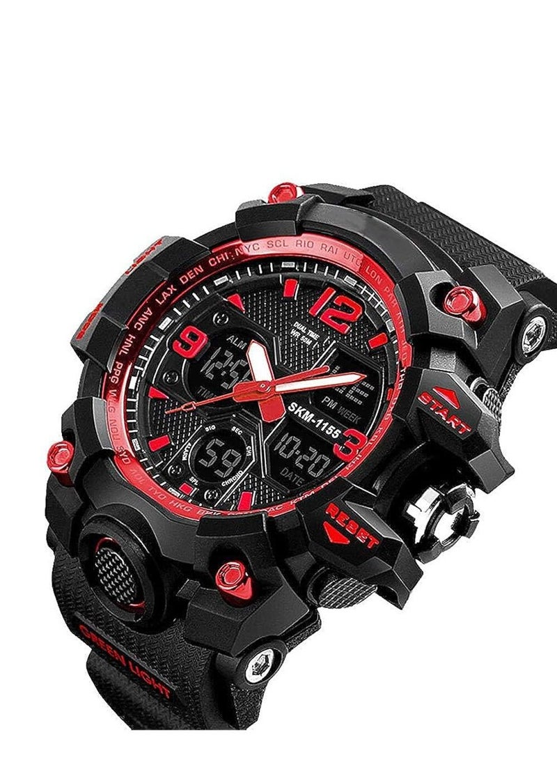 Men's Silicone Analog & Digital Watch 1155 - 55 mm - Black