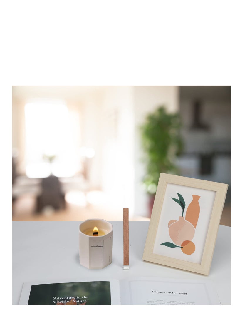 40 Pcs Wood Wicks Kit for Candle Making, Wooden Candle Wicks Smokeless, 4 Size Natural Wooden Wick Cores with 40 Iron Stand Smokeless Scented Candle Holder, for Candle Making Candle DIY Craft