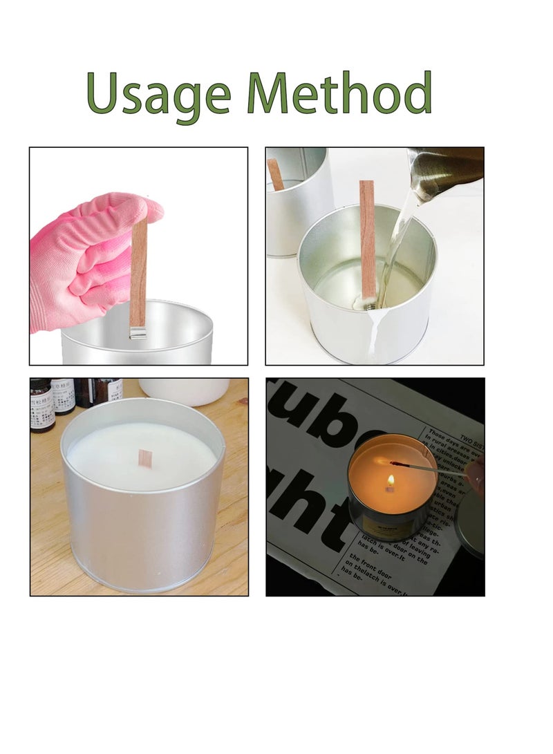 40 Pcs Wood Wicks Kit for Candle Making, Wooden Candle Wicks Smokeless, 4 Size Natural Wooden Wick Cores with 40 Iron Stand Smokeless Scented Candle Holder, for Candle Making Candle DIY Craft