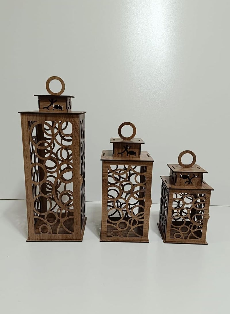 Laser Cut Wood Decorative Candle Lantern Candleholder