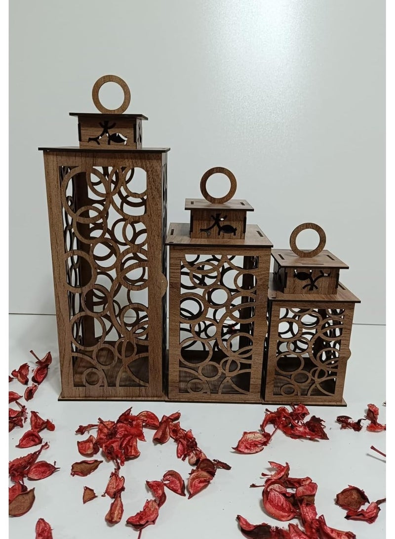 Laser Cut Wood Decorative Candle Lantern Candleholder