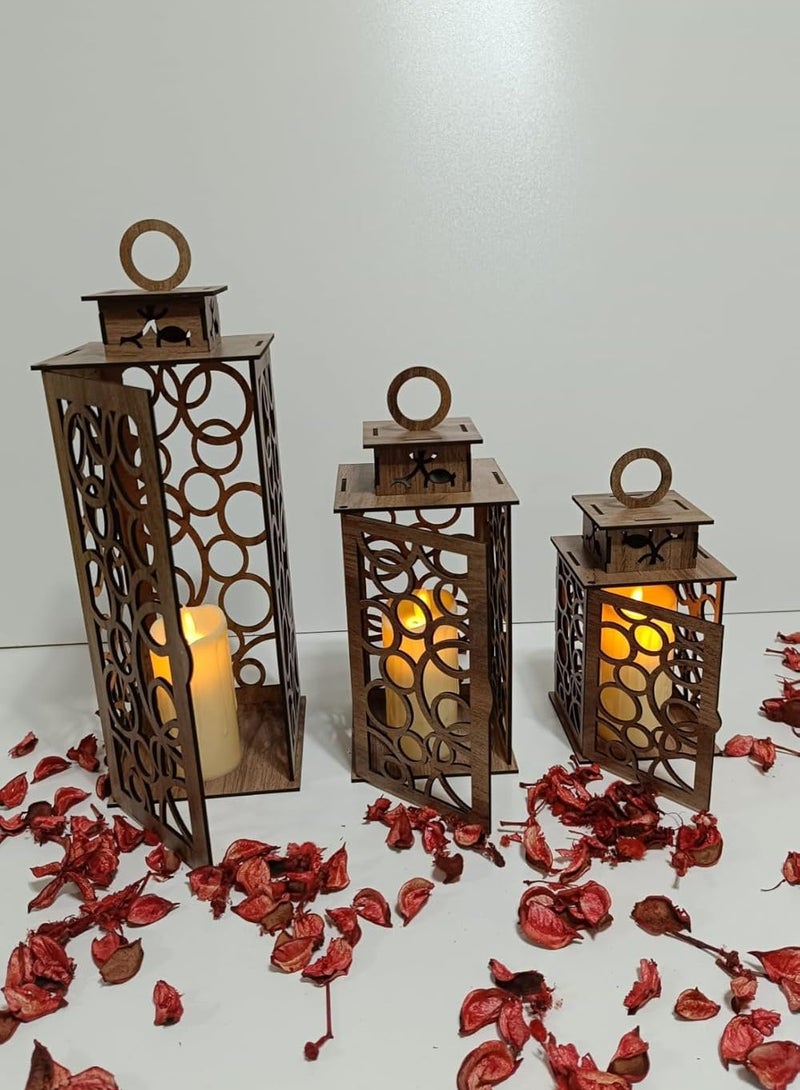 Laser Cut Wood Decorative Candle Lantern Candleholder