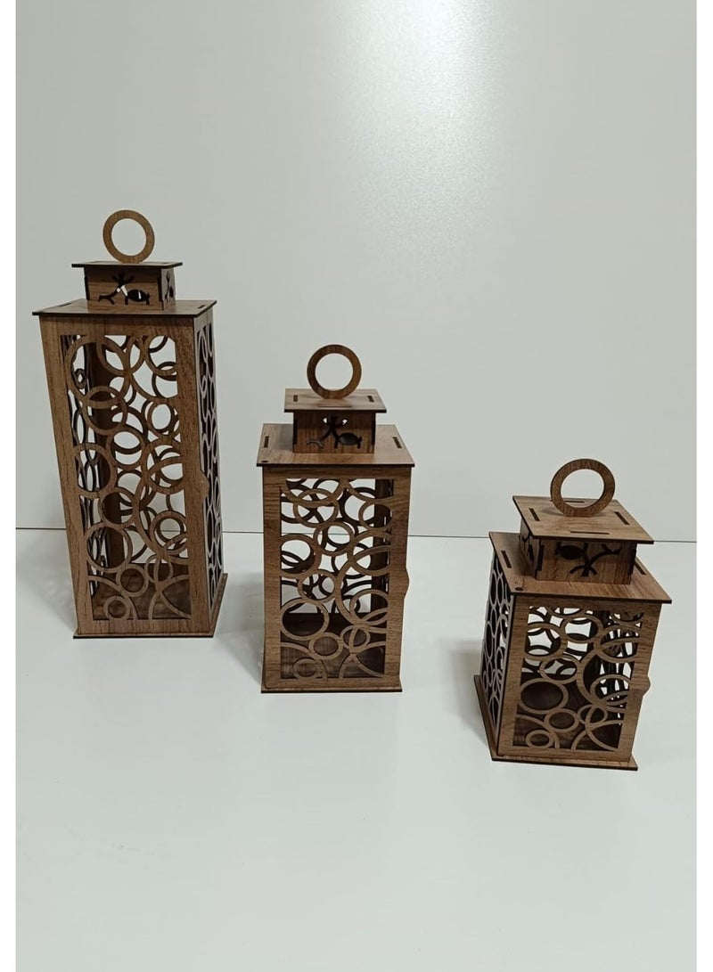 Laser Cut Wood Decorative Candle Lantern Candleholder