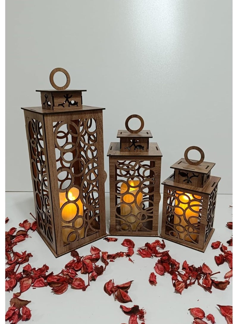 Laser Cut Wood Decorative Candle Lantern Candleholder